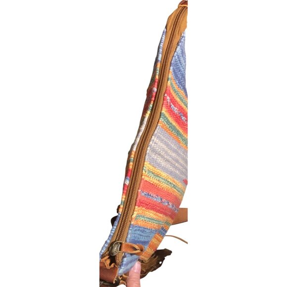 American Darling Bag Woven Fringe Shoulder Bag Floral Leather Strap Multi-Color - Picture 11 of 16